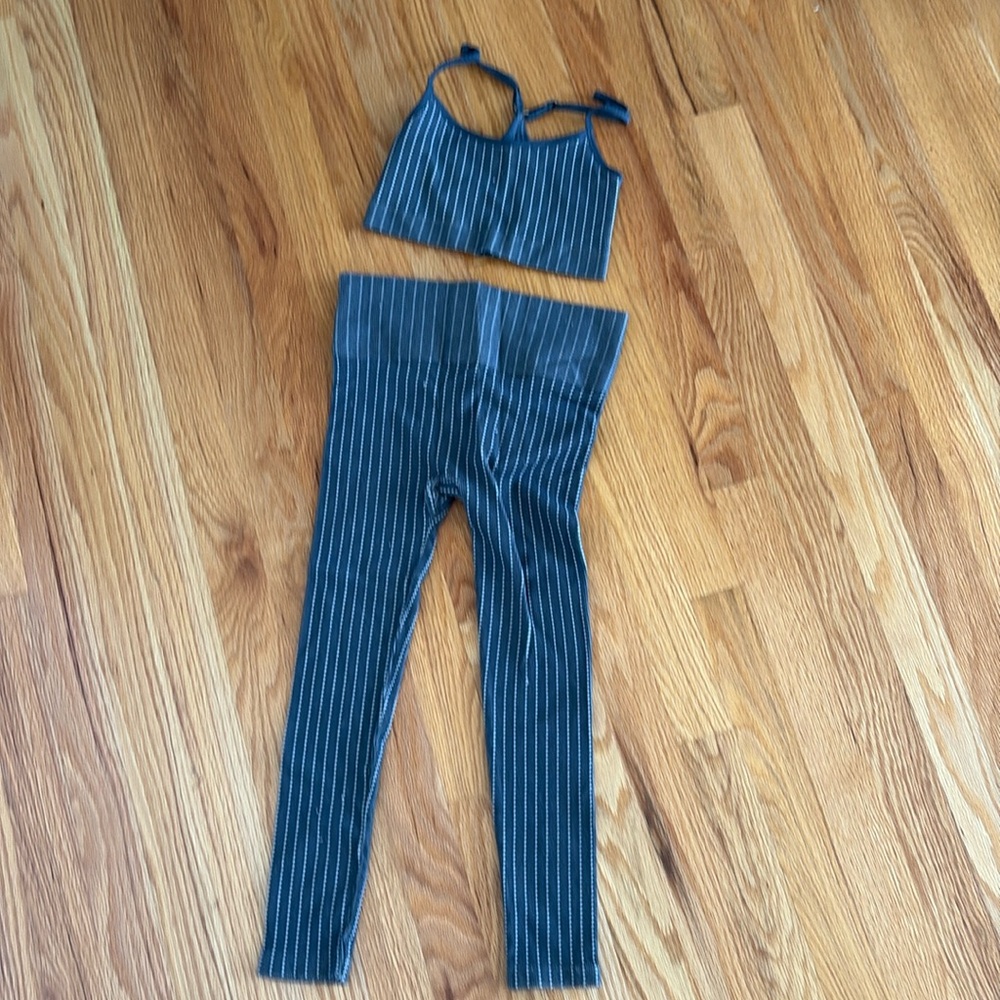 Morgan Stewart Sport pin striped workout set